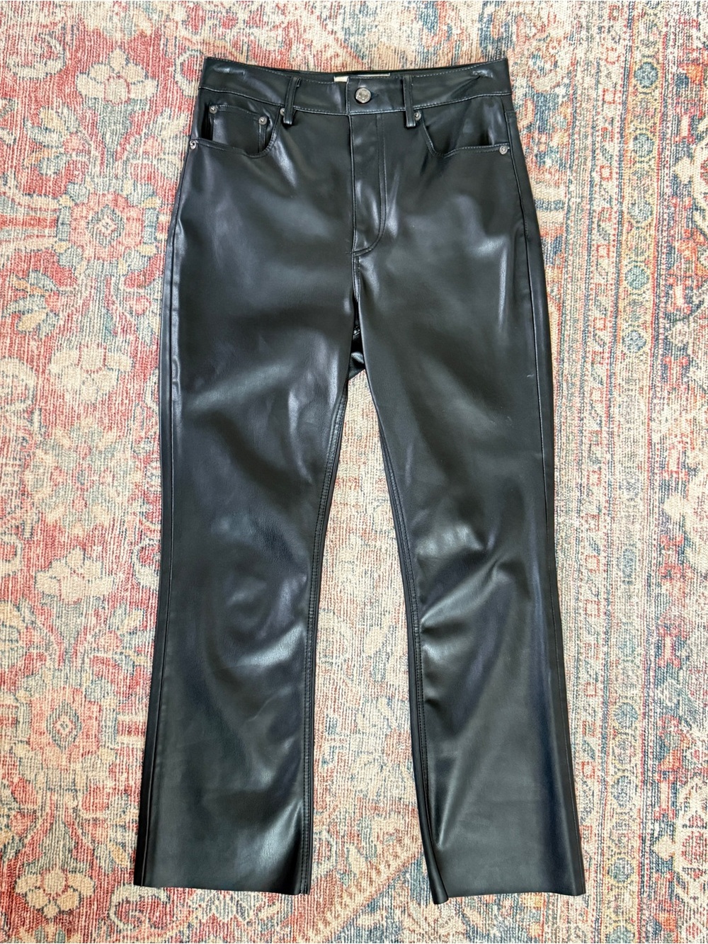 Zara Black Faux Leather High-Waist Pants